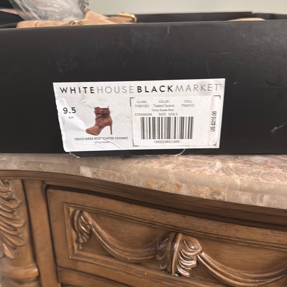 White House Black Market Tan Heeled Boots